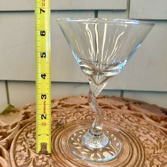 Z-Stem Martini Glasses Set of 2 Crooked Bent Stem Clear Plain Elegant Glass - Picture 3 of 3